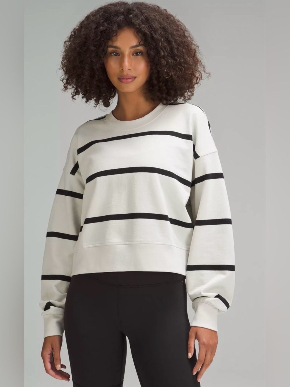 Lululemon Perfectly Oversized Cropped Crew (Small) Stripe